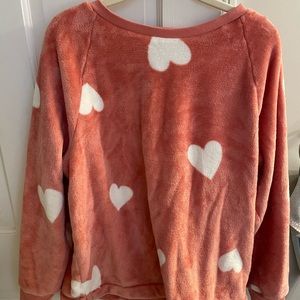 Pink and white heart Loft sweater